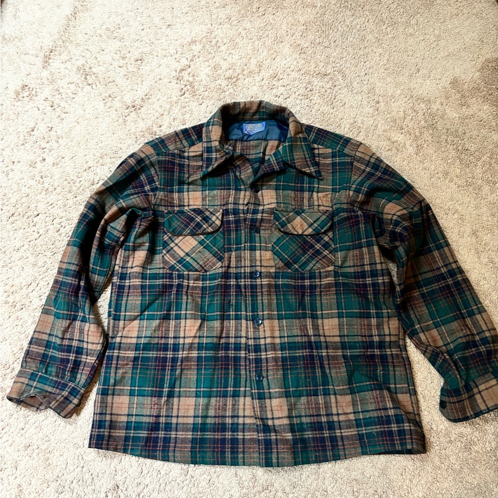 Men’s Pendleton Button Up Wool Shirt Size Large